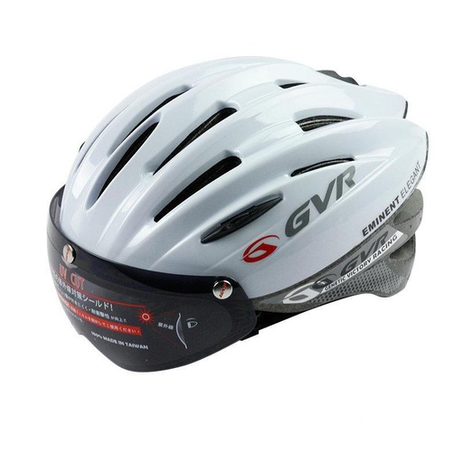 [2277-196-4] Helmet/ 17 Ventilations / 250g / 56~61cm / Complete White/ with Glasses خوذة جيفيار مع النظارة